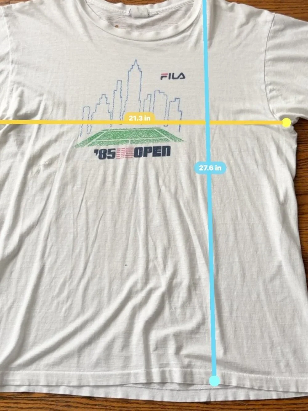 FILA '85 Open Tennis T-Shirt White XL Vintage Graphic